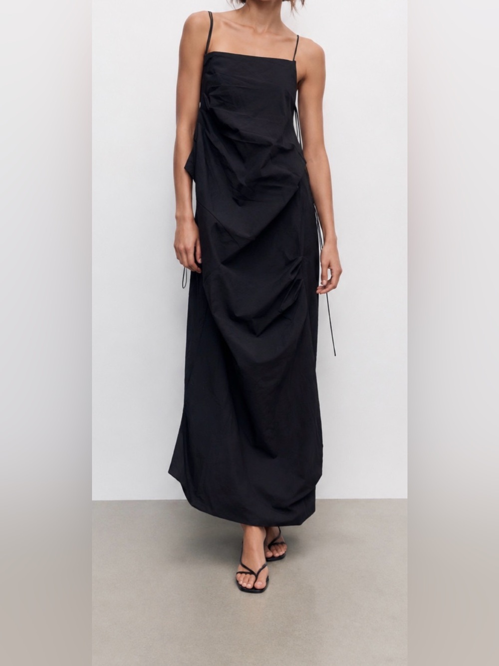 Black Draped Maxi Skirt
